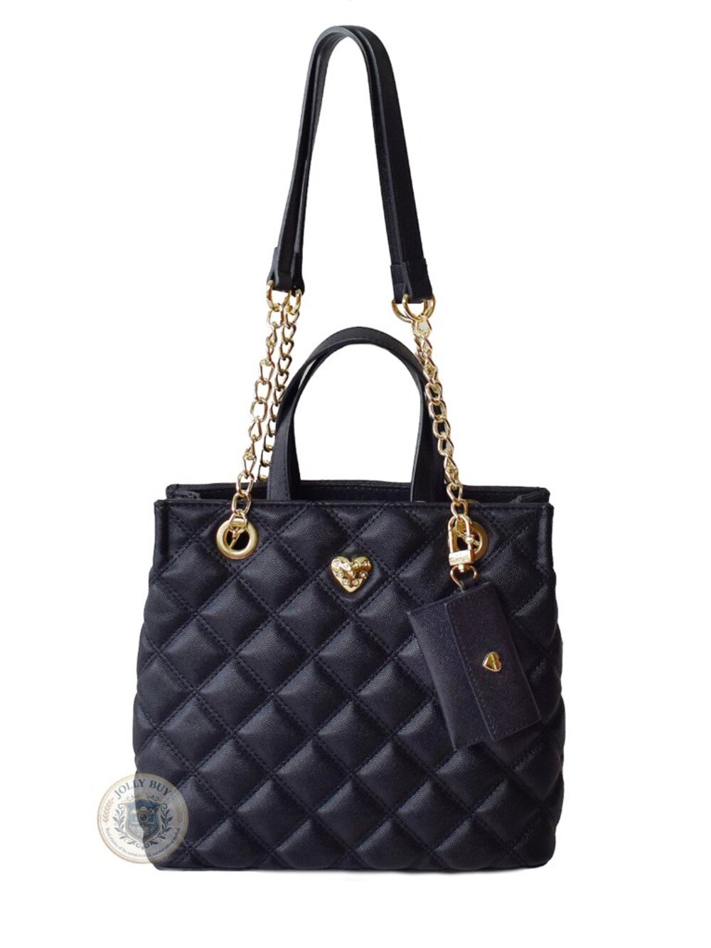 Betsey Johnson Women’s Shoulder Bag 2-Pc Set Diamond Quilted Faux Leather Bag - Picture 3 of 9